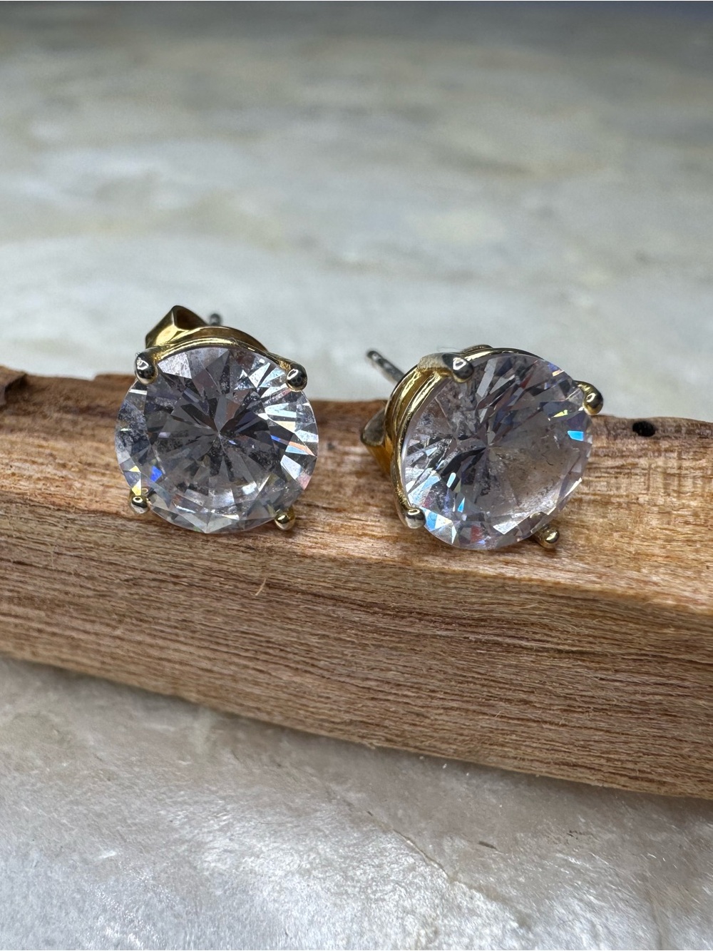 Classic Clear Crystal Stud Earrings in Gold